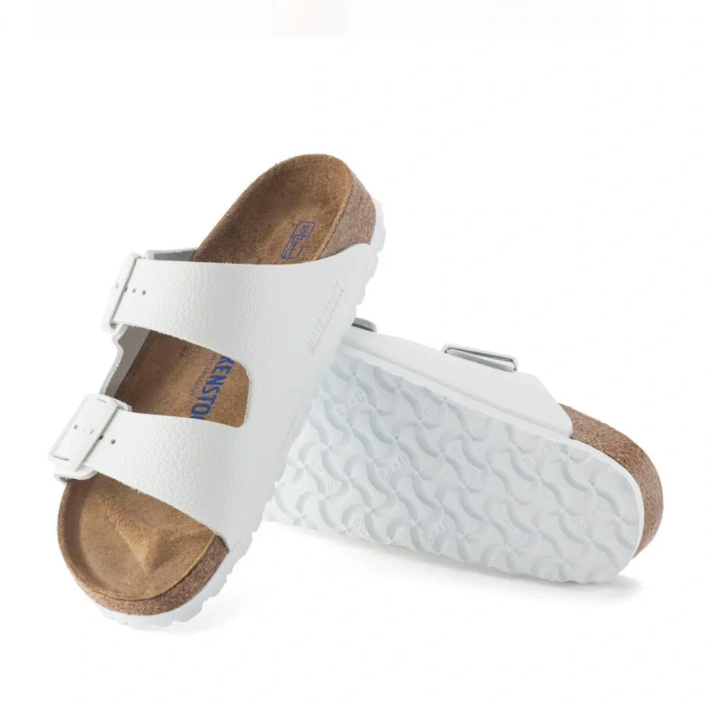 Birkenstock Arizona in White Leather Soft Footbed Size 39 US 8-8.5  gently used